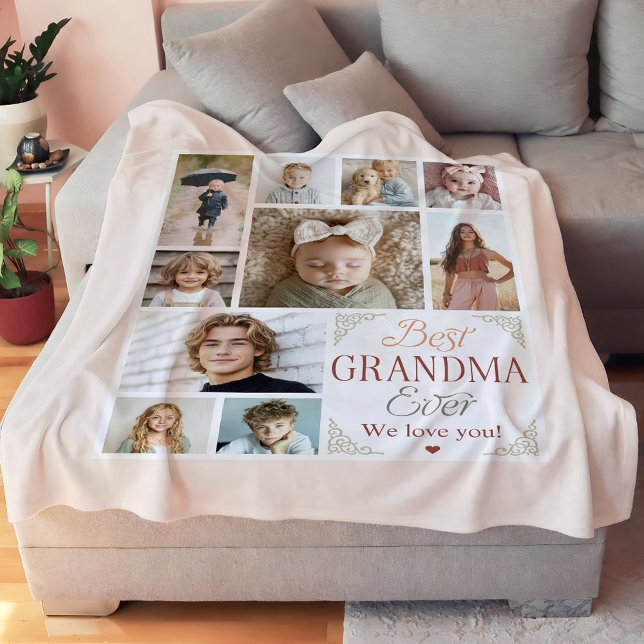 Best Grandma Ever 10 Photo Collage  Fleece Blanket (Creator Uploaded)