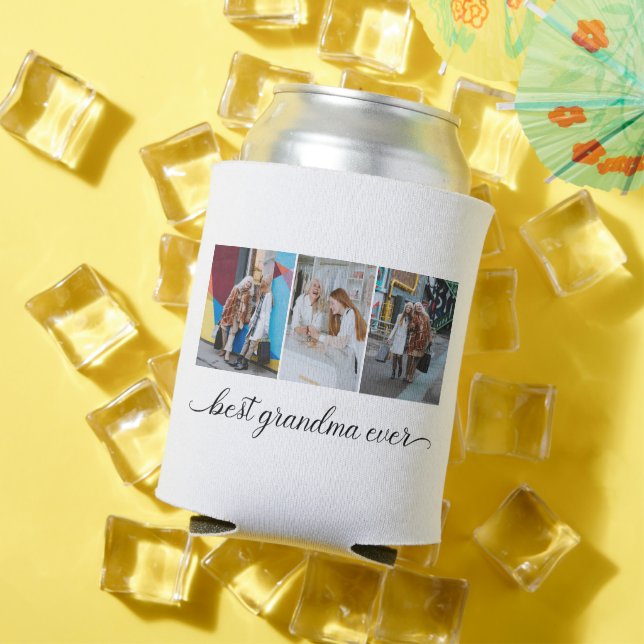 Best Grandma Ever 3 Photo Collage  Can Cooler (In Situ Summer)