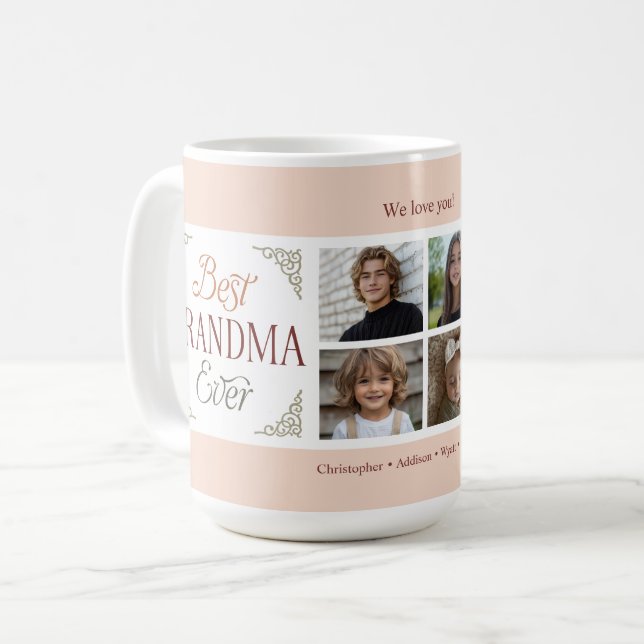 Best Grandma Ever 4 Photo Collage Coffee Mug (Front Left)