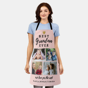 Best Grandma Ever 4 Photo Collage  Pink    Apron