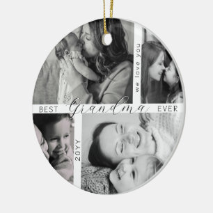 Best Grandma Ever 5 Photo Collage Personalized Ceramic Ornament