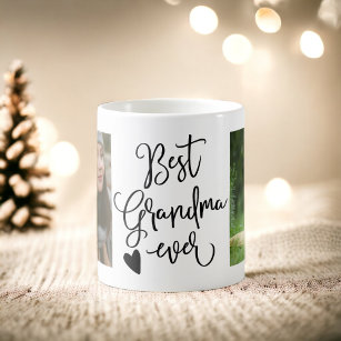 Best grandma ever black white 2 photos collage coffee mug