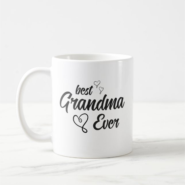  Best Grandma Ever Black & White Typography Coffee Mug (Left)