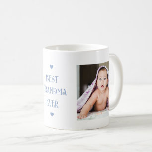 Best Grandma Ever Blue Modern Two Photo Coffee Mug