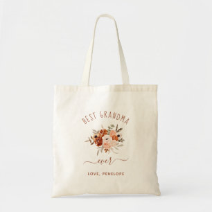 Best Grandma Ever   Boho Terracotta Floral Tote Bag