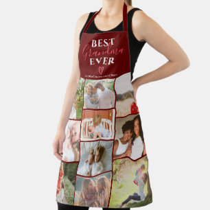 Best grandma ever burgundy 10 photo collage grid apron