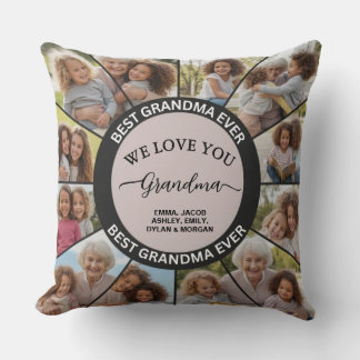 Best Grandma Ever Custom 12 Photo Collage Throw Pillow