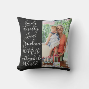 Best GRANDMA Ever Custom 2 Photo Mother's Day Throw Pillow