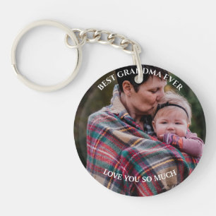 Best Grandma Ever Custom Photo Grandchildren Love Keychain
