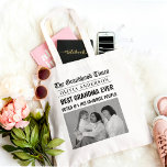Best Grandma Ever Custom Photo Newspaper Headline  Tote Bag<br><div class="desc">Celebrate Grandma in style with this custom newspaper headline tote bag—starring her! Personalized with her name and a photo, this unique and heartwarming gift makes her feel famous every time she steps out. Perfect for groceries, books, or everyday errands, this lightweight and durable tote makes a thoughtful gift for Mother’s...</div>
