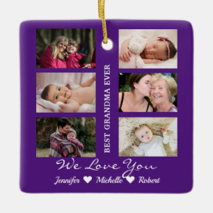 Best Grandma Ever Custom Photos Grandchildren Name Ceramic Ornament