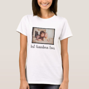 Best grandma ever family custom photo white T-Shirt