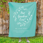 Best Grandma Ever Family Keepsake Grandkids Green  Fleece Blanket<br><div class="desc">"Best Grandma Ever!", custom family keepsake features elegant script placed in a modern floral wreath bouquet. The bottom portion features templates for a short message and names of grandchildren. Design is in crisp white on a trendy light teal green background. Custom colour requests accepted. If you call your grandmother by...</div>