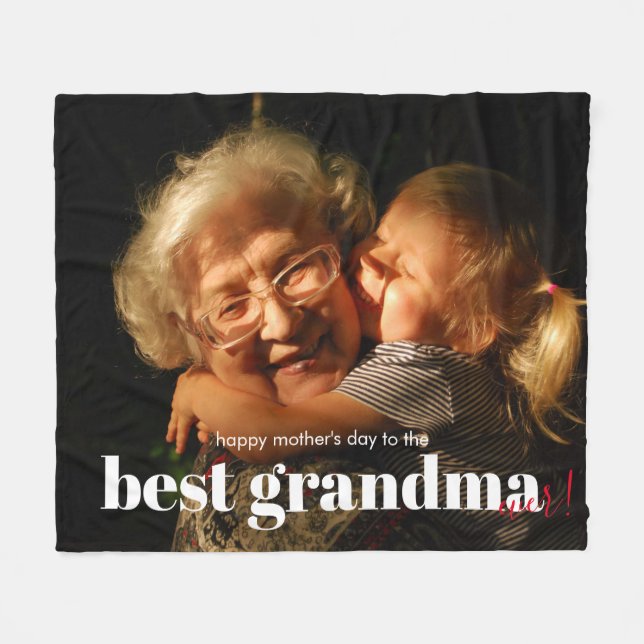 Best Grandma Ever Fleece Photo Blanket (Front (Horizontal))