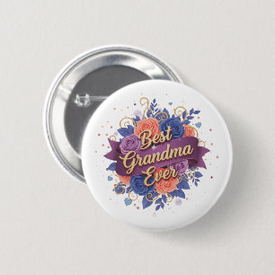 Best Grandma Ever Floral 2 Inch Round Button