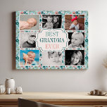 Best Grandma Ever Floral Photo Collage Faux Canvas Print<br><div class="desc">Celebrate the best grandma ever with this heartwarming personalized canvas print. Featuring a custom photo collage surrounded by a beautiful botanical floral design in soft pink and blue hues,  this artwork is a heartfelt gift for birthdays,  Mother's Day,  or any occasion to show your love and appreciation.</div>