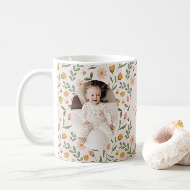 Best Grandma Ever Floral Photo Mug Spring Gift (With Donut)