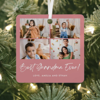Best Grandma Ever Four Photo Metal Ornament