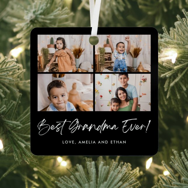 Best Grandma Ever Four Photo Metal Ornament (Insitu)
