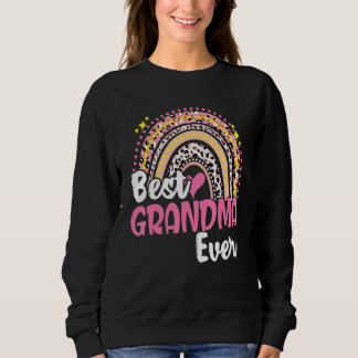 Best Grandma Ever Funny Pink Leopard Rainbow Mothe Sweatshirt