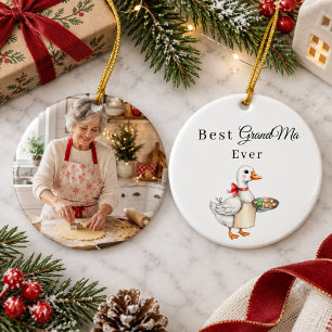 Best Grandma Ever Goose Photo Ceramic Ornament