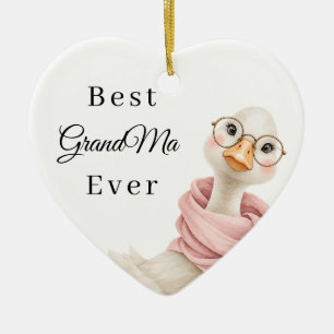 Best Grandma Ever Goose Photo Heart Ceramic Ornament