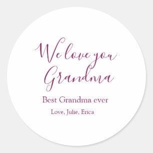 best grandma ever grandparents photo gifts classic round sticker