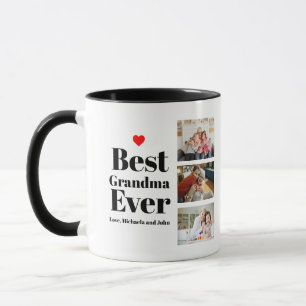 Best Grandma Ever Heart 3 Photo Collage Mug