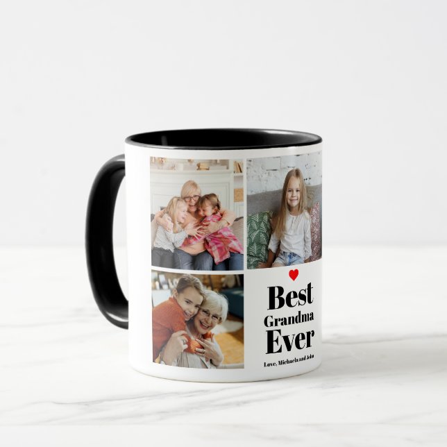 Best Grandma Ever Heart 5 Photo Collage Mug (Front Left)