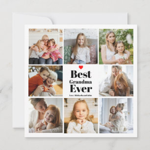 Best Grandma Ever Heart 8 Photo Collage Holiday Card