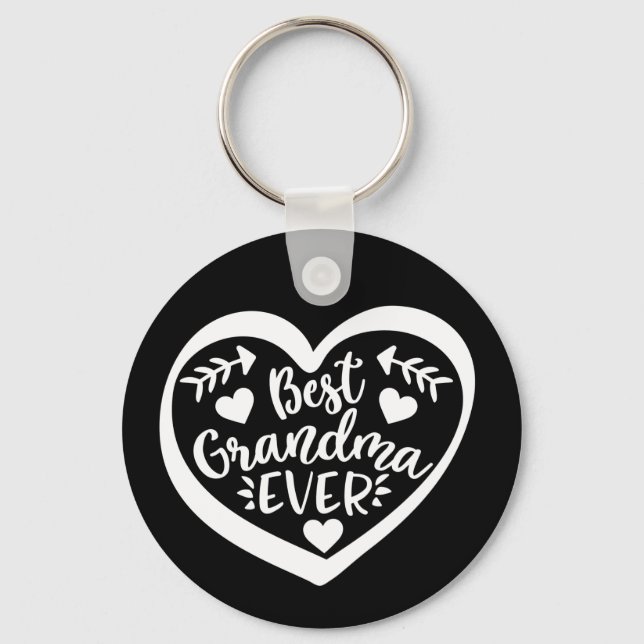 Best Grandma Ever Heart Gift Keychain (Front)