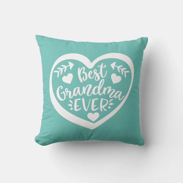 Best Grandma Ever Heart Gift Throw Pillow (Front)
