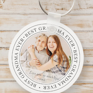 Best Grandma Ever Modern Classic Photo Keychain