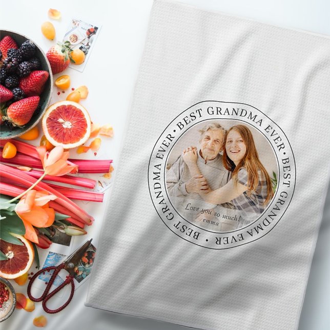 Best Grandma Ever Modern Classic Photo Kitchen Towel (Creator Uploaded)
