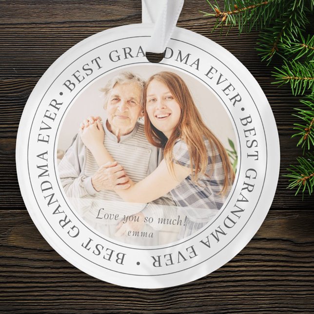 Best Grandma Ever Modern Classic Photo Ornament (Creator Uploaded)