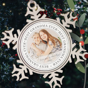 Best Grandma Ever Modern Classic Photo Snowflake Pewter Christmas Ornament