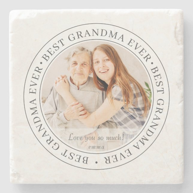 Best Grandma Ever Modern Classic Photo Stone Coaster (Front)
