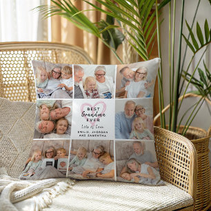 Best Grandma Ever Modern Heart Photo Collage Love Throw Pillow