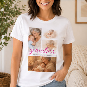 Best grandma Ever Modern Personalized 4 Photo T-Shirt