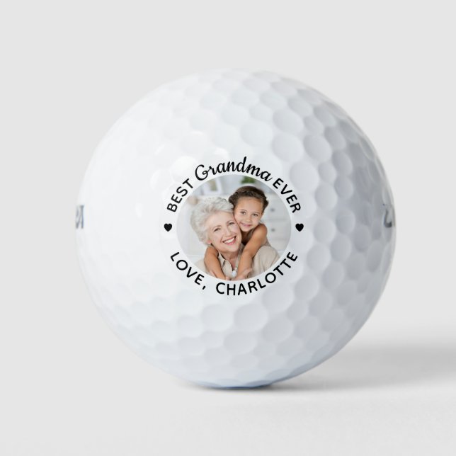 Best Grandma Ever Modern Personalized Photo Wilson Golf Balls (Front)