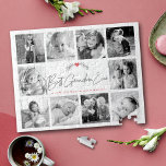Best Grandma Ever Modern Script 10 Photo Collage Jigsaw Puzzle<br><div class="desc">“Best Grandma Ever.” She’s loving every minute with her grandkids. A stylish, simple visual of soft grey handwritten script and leaf heart laurel, along with soft rose pink sans serif and script typography overlay a white background. A white heart and your personalized message overlay soft pink on the back. Add...</div>