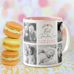 Best Grandma Ever Modern Script 8 Photo Collage Two-Tone Coffee Mug<br><div class="desc">“Best Grandma Ever.” She’s loving every minute with her grandkids. A stylish, simple visual of soft grey handwritten script and leaf heart laurel, along with soft rose pink sans serif and script typography overlay a white background. Add eight, cherished photos of your choice and customize the names for the perfect...</div>