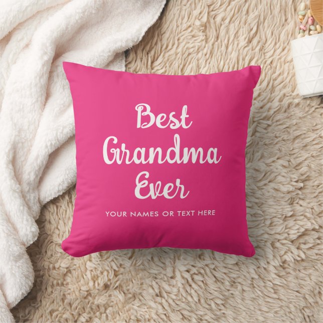 Best Grandma Ever Modern Template Typography Throw Pillow (Blanket)