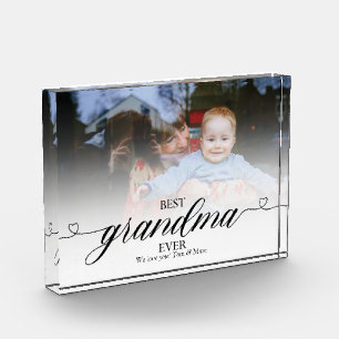 Best Grandma Ever Modern Trendy Script Love Gifts Photo Block