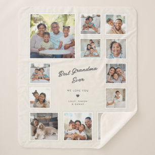 Best Grandma Ever Multi Photo Collage Custom Sherpa Blanket