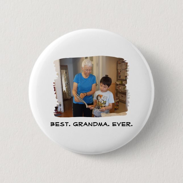 Best Grandma Ever Nana Grandparent Custom Photo 2 Inch Round Button (Front)