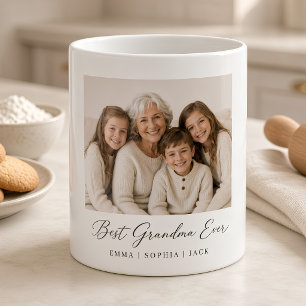 Best Grandma Ever Personalized Grandkids Photo Coffee Mug
