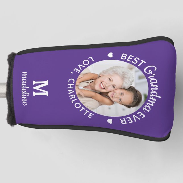 Best Grandma Ever Personalized Monogram Photo  Golf Head Cover (Front)