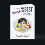 Best Grandma Ever Photo Card<br><div class="desc">Has your child got the best Grandma ever? Whether she is a Mimi, Nan, Nana, Glamma or Mimi, why not tell her with this cute card. Features a 'Best Grandma in the World - hands down!' message and space to add your own photograph. Personalize with your own name, photograph and...</div>