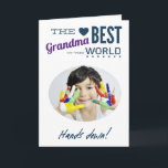 Best Grandma Ever Photo Card<br><div class="desc">Has your child got the best Grandma ever? Whether she is a Mimi, Nan, Nana, Glamma or Mimi, why not tell her with this cute card. Features a 'Best Grandma in the World - hands down!' message and space to add your own photograph. Personalize with your own name, photograph and...</div>